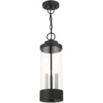 20727-14 3 Light Textured Black Outdoor Pendant Lantern-Lighting LumensLantern