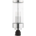 3 Light Polished Chrome Outdoor Post Top Lantern with Clear Glass Shade-Lighting LumensLantern