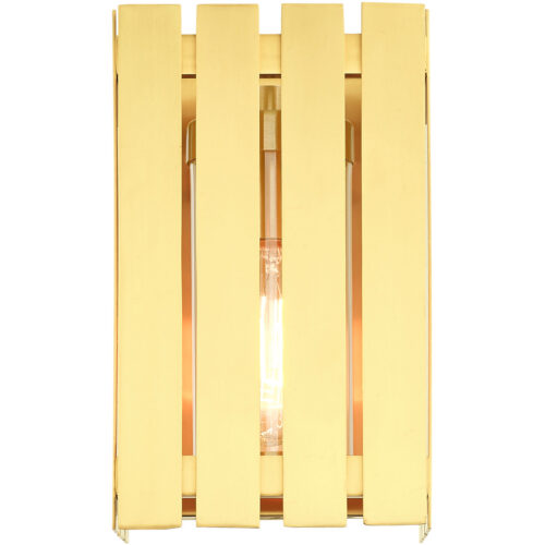 6 inch 1 Light Satin Brass Outdoor Wall Lantern with Clear Glass Shade-Lighting LumensLantern