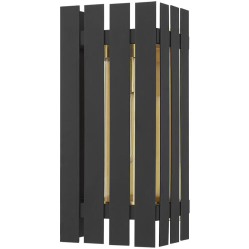 6 inch 1 Light Black Outdoor Wall Lantern with Clear Glass Shade-Lighting LumensLantern