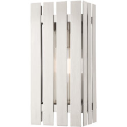 6 inch 1 Light Brushed Nickel Outdoor Wall Lantern with Clear Glass Shade-Lighting LumensLantern