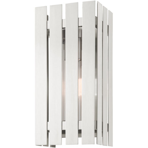 6 inch 1 Light Brushed Nickel Outdoor Wall Lantern with Clear Glass Shade-Lighting LumensLantern