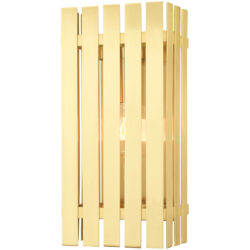 8 inch 1 Light Satin Brass Outdoor Wall Lantern with Clear Glass Shade-Lighting LumensLantern