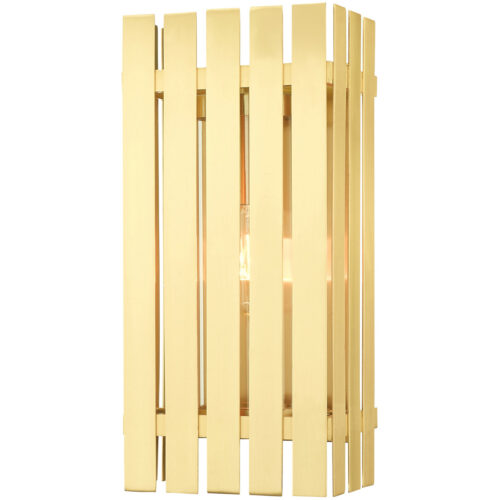 8 inch 1 Light Satin Brass Outdoor Wall Lantern with Clear Glass Shade-Lighting LumensLantern