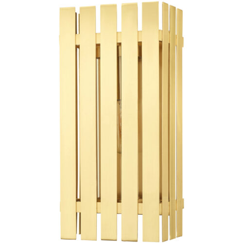 8 inch 1 Light Satin Brass Outdoor Wall Lantern with Clear Glass Shade-Lighting LumensLantern