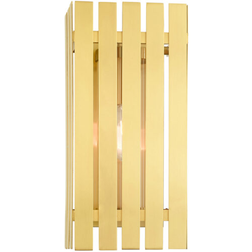 8 inch 1 Light Satin Brass Outdoor Wall Lantern with Clear Glass Shade-Lighting LumensLantern