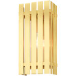 8 inch 1 Light Satin Brass Outdoor Wall Lantern with Clear Glass Shade-Lighting LumensLantern