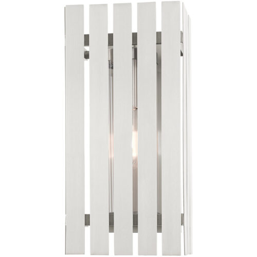 8 inch 1 Light Brushed Nickel Outdoor Wall Lantern with Clear Glass Shade-Lighting LumensLantern