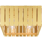 13 Sq. inch 4 Light Satin Brass Outdoor Ceiling Mount with Clear Glass Shade-Lighting LumensFlush Mount Ceiling Lights