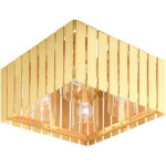 13 Sq. inch 4 Light Satin Brass Outdoor Ceiling Mount with Clear Glass Shade-Lighting LumensFlush Mount Ceiling Lights