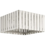 13 Sq. inch 4 Light Brushed Nickel Outdoor Ceiling Mount with Clear Glass Shade-Lighting LumensFlush Mount Ceiling Lights