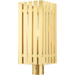 8 Sq. inch 1 Light Satin Brass Outdoor Post Top Lantern with Clear Glass Shade-Lighting LumensLantern