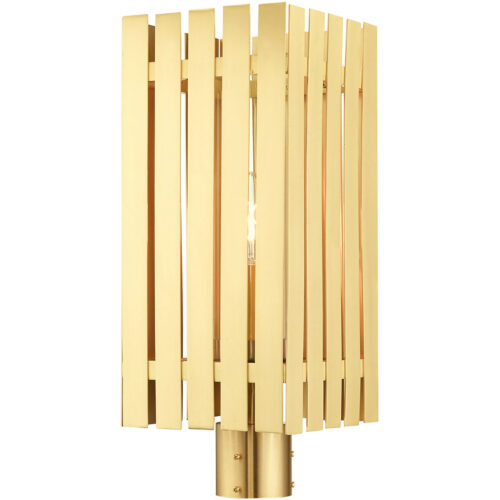 8 Sq. inch 1 Light Satin Brass Outdoor Post Top Lantern with Clear Glass Shade-Lighting LumensLantern