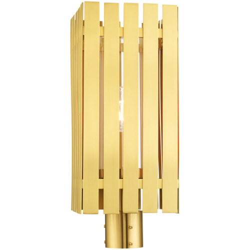 8 Sq. inch 1 Light Satin Brass Outdoor Post Top Lantern with Clear Glass Shade-Lighting LumensLantern