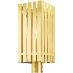 8 Sq. inch 1 Light Satin Brass Outdoor Post Top Lantern with Clear Glass Shade-Lighting LumensLantern