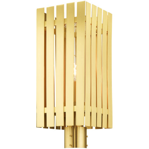 8 Sq. inch 1 Light Satin Brass Outdoor Post Top Lantern with Clear Glass Shade-Lighting LumensLantern