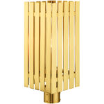 8 Sq. inch 1 Light Satin Brass Outdoor Post Top Lantern with Clear Glass Shade-Lighting LumensLantern