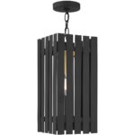 8 Sq. inch 1 Light Black Outdoor Pendant Lantern with Clear Glass Shade-Lighting LumensLantern