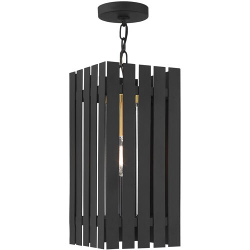 8 Sq. inch 1 Light Black Outdoor Pendant Lantern with Clear Glass Shade-Lighting LumensLantern