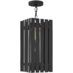 8 Sq. inch 1 Light Black Outdoor Pendant Lantern with Clear Glass Shade-Lighting LumensLantern