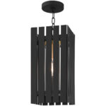 8 Sq. inch 1 Light Black Outdoor Pendant Lantern with Clear Glass Shade-Lighting LumensLantern