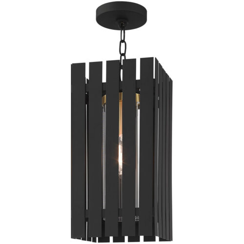 8 Sq. inch 1 Light Black Outdoor Pendant Lantern with Clear Glass Shade-Lighting LumensLantern