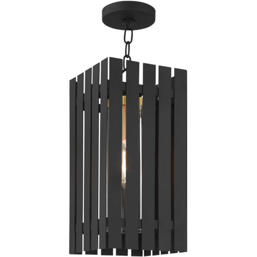 8 Sq. inch 1 Light Black Outdoor Pendant Lantern with Clear Glass Shade-Lighting LumensLantern