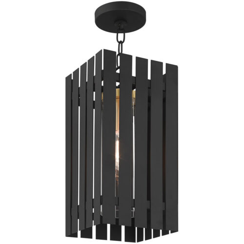 8 Sq. inch 1 Light Black Outdoor Pendant Lantern with Clear Glass Shade-Lighting LumensLantern