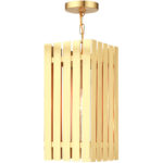 8 Sq. inch 1 Light Satin Brass Outdoor Pendant Lantern with Clear Glass Shade-Lighting LumensLantern