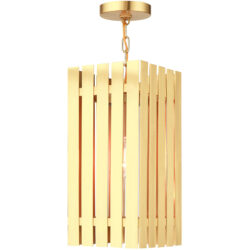 8 Sq. inch 1 Light Satin Brass Outdoor Pendant Lantern with Clear Glass Shade-Lighting LumensLantern