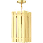 8 Sq. inch 1 Light Satin Brass Outdoor Pendant Lantern with Clear Glass Shade-Lighting LumensLantern