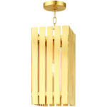 8 Sq. inch 1 Light Satin Brass Outdoor Pendant Lantern with Clear Glass Shade-Lighting LumensLantern