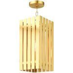 8 Sq. inch 1 Light Satin Brass Outdoor Pendant Lantern with Clear Glass Shade-Lighting LumensLantern