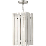 8 Sq. inch 1 Light Brushed Nickel Outdoor Pendant Lantern with Clear Glass Shade-Lighting LumensLantern