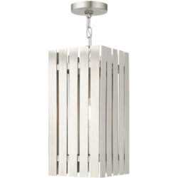 8 Sq. inch 1 Light Brushed Nickel Outdoor Pendant Lantern with Clear Glass Shade-Lighting LumensLantern