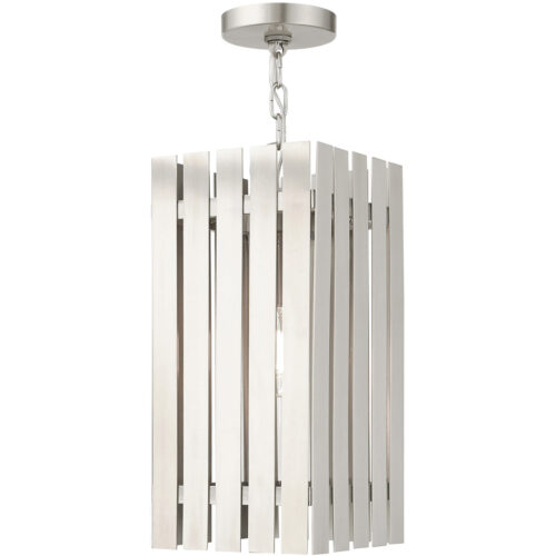 8 Sq. inch 1 Light Brushed Nickel Outdoor Pendant Lantern with Clear Glass Shade-Lighting LumensLantern