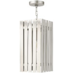 8 Sq. inch 1 Light Brushed Nickel Outdoor Pendant Lantern with Clear Glass Shade-Lighting LumensLantern