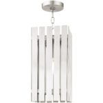 8 Sq. inch 1 Light Brushed Nickel Outdoor Pendant Lantern with Clear Glass Shade-Lighting LumensLantern