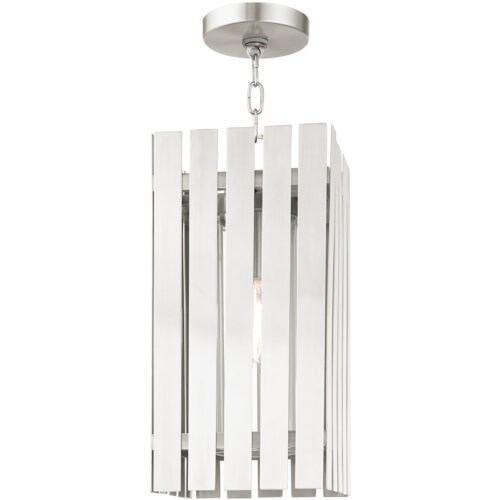 8 Sq. inch 1 Light Brushed Nickel Outdoor Pendant Lantern with Clear Glass Shade-Lighting LumensLantern