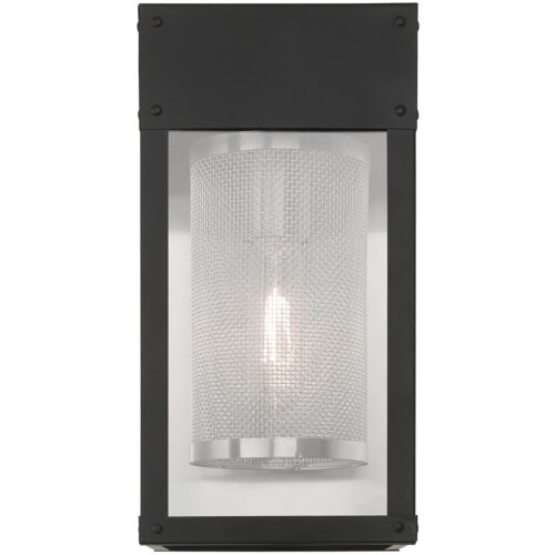 6 inch 1 Light Black Outdoor Wall Lantern Pendant Lighting Fixture with Clear Glass Shade-Lighting LumensLantern