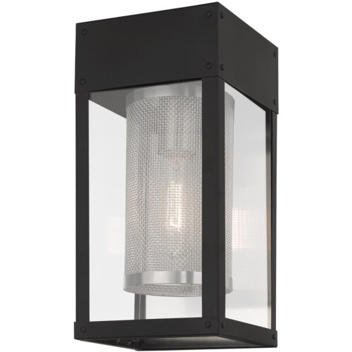 6 inch 1 Light Black Outdoor Wall Lantern Pendant Lighting Fixture with Clear Glass Shade-Lighting LumensLantern