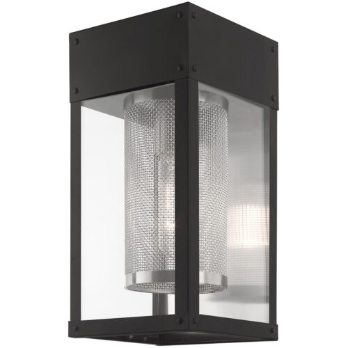 6 inch 1 Light Black Outdoor Wall Lantern Pendant Lighting Fixture with Clear Glass Shade-Lighting LumensLantern