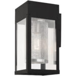 6 inch 1 Light Black Outdoor Wall Lantern Pendant Lighting Fixture with Clear Glass Shade-Lighting LumensLantern