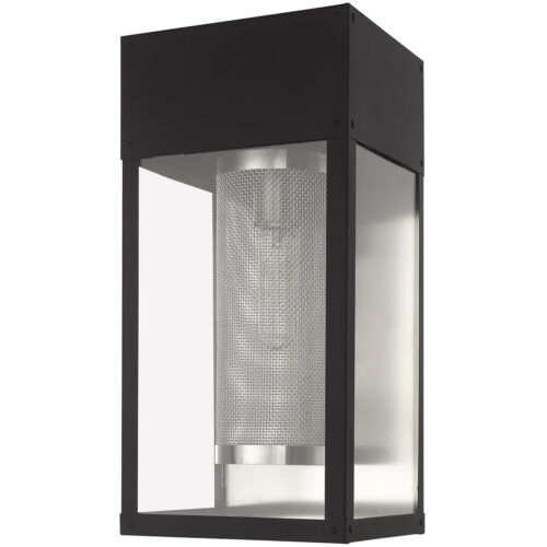 8 inch 1 Light Black Outdoor Wall Lantern Pendant Lighting Fixture with Clear Glass Shade-Lighting LumensLantern