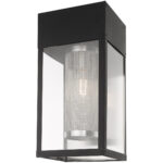 8 inch 1 Light Black Outdoor Wall Lantern Pendant Lighting Fixture with Clear Glass Shade-Lighting LumensLantern