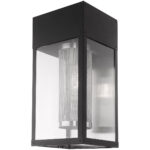 8 inch 1 Light Black Outdoor Wall Lantern Pendant Lighting Fixture with Clear Glass Shade-Lighting LumensLantern