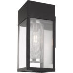 8 inch 1 Light Black Outdoor Wall Lantern Pendant Lighting Fixture with Clear Glass Shade-Lighting LumensLantern