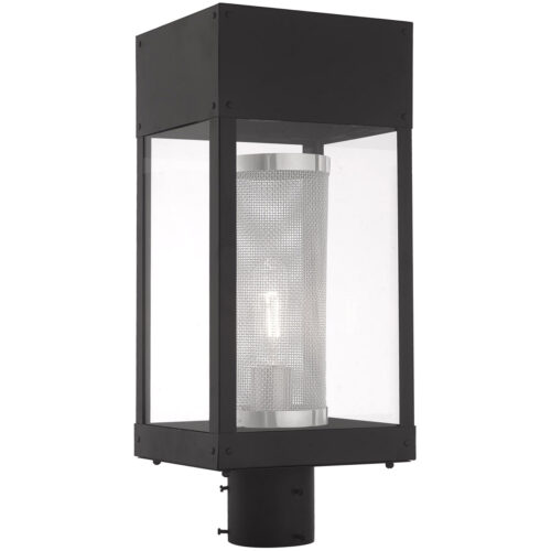 7 inch 1 Light Black Outdoor Post Top Lantern Pendant Lighting Fixture with Clear Glass Shade-Lighting LumensLantern