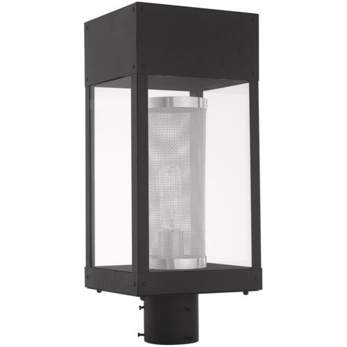 7 inch 1 Light Black Outdoor Post Top Lantern Pendant Lighting Fixture with Clear Glass Shade-Lighting LumensLantern