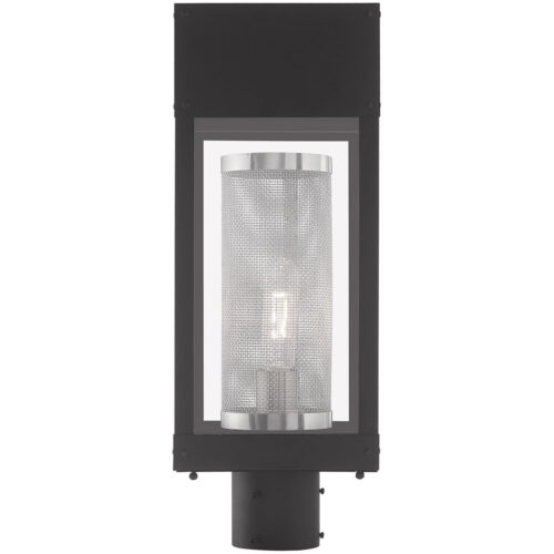 7 inch 1 Light Black Outdoor Post Top Lantern Pendant Lighting Fixture with Clear Glass Shade-Lighting LumensLantern